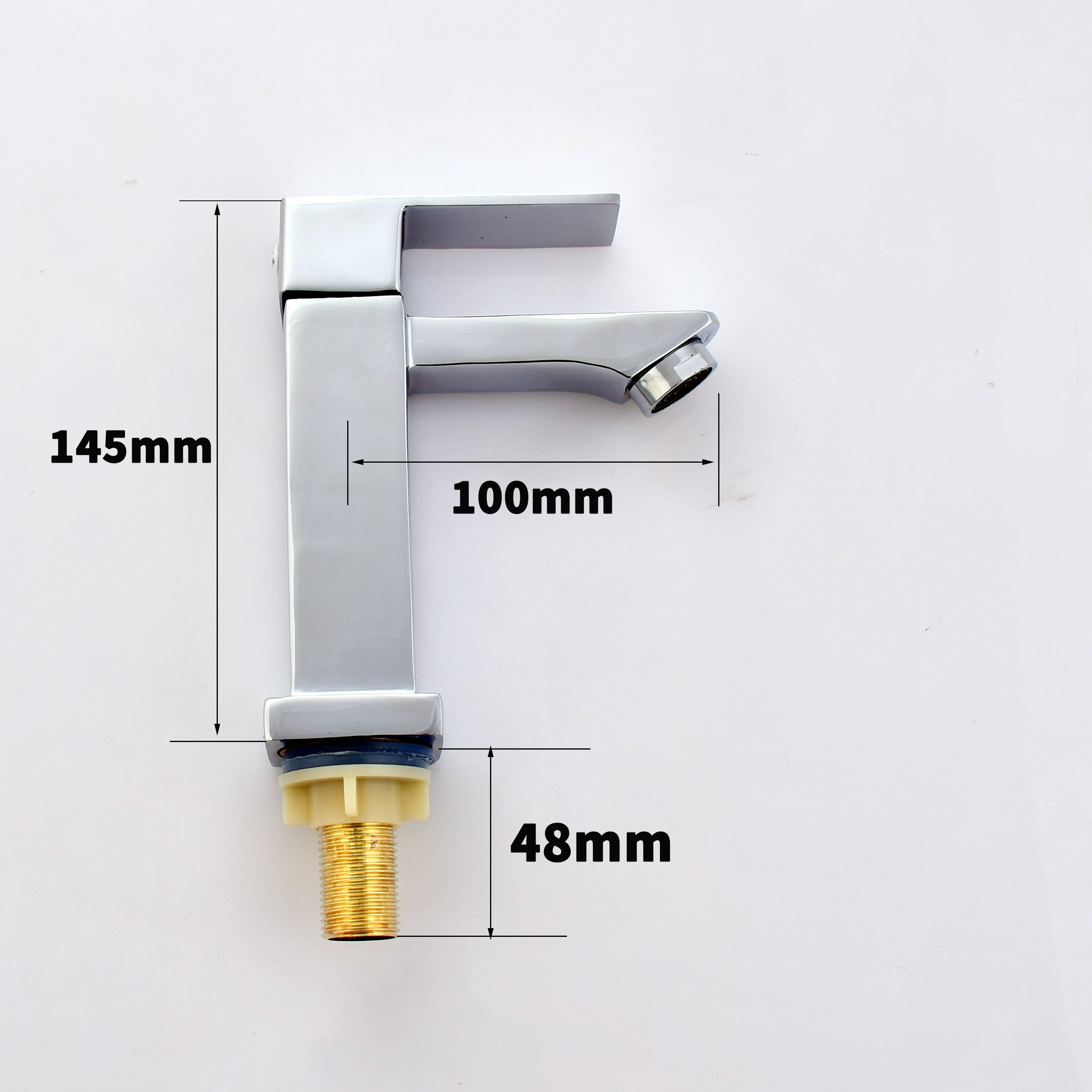 Factory supplier bathroom sink tap deck mounted chrome single handle single cold water wash hand zinc body square basin faucet