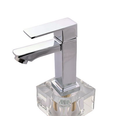 Factory supplier bathroom sink tap deck mounted chrome single handle single cold water wash hand zinc body square basin faucet