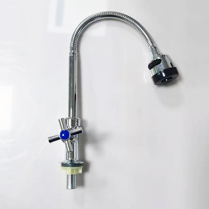 Single handle plastic faucet electroplated long neck kitchen faucet