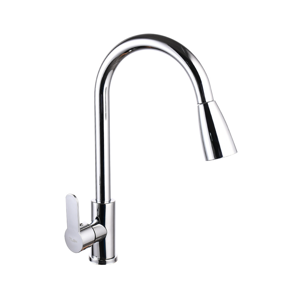 Stainless Steel 360 Pull Out Down Black Sink Kitchen Faucet Mixer Hot Cold Water Tap