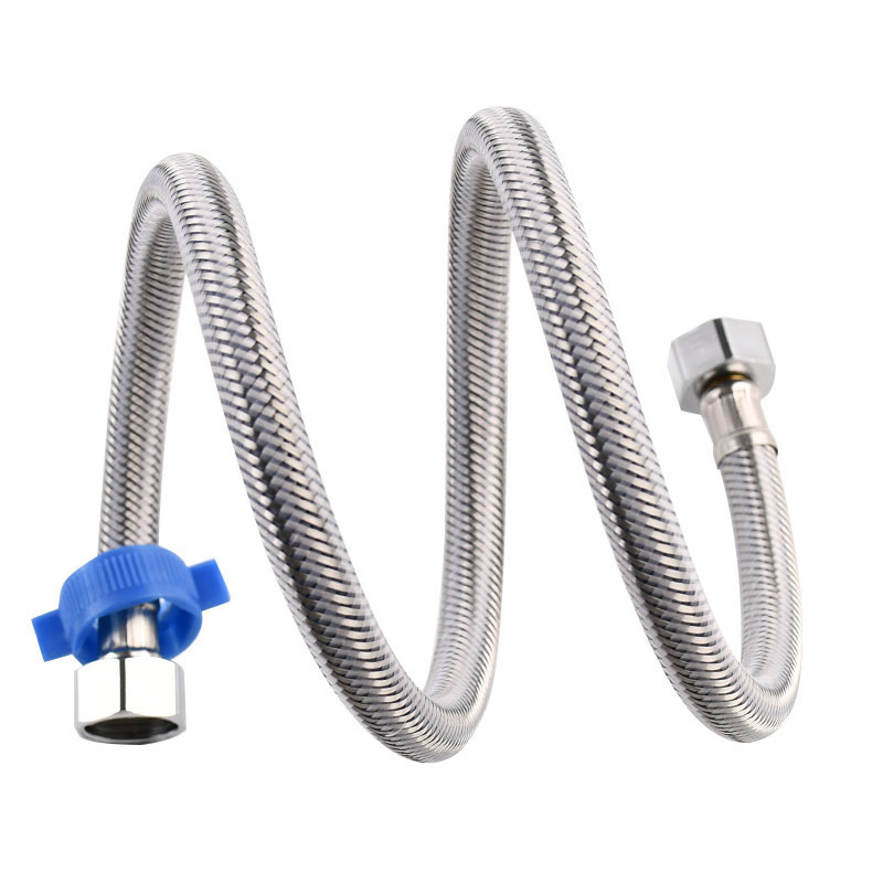 1/2 Stainless Steel Flexible Brass Nut Braided Hose Hot And Cold Water Kitchen Basin Faucet Double Lock Hose