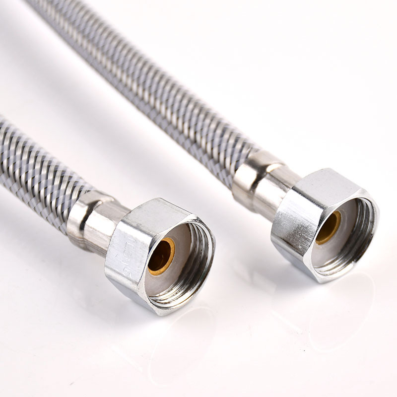 1/2 Stainless Steel Flexible Brass Nut Braided Hose Hot And Cold Water Kitchen Basin Faucet Double Lock Hose