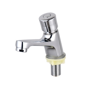 Hot Sale Brass Push Button Time Delay Basin Faucet Toilet Chrome Plated Auto Stop Self Closing Taps