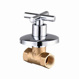 Hot Sale Cross Hand Wheel Standard Brass Concealed Stop Valve Size 1/2 Brass Body China Factory