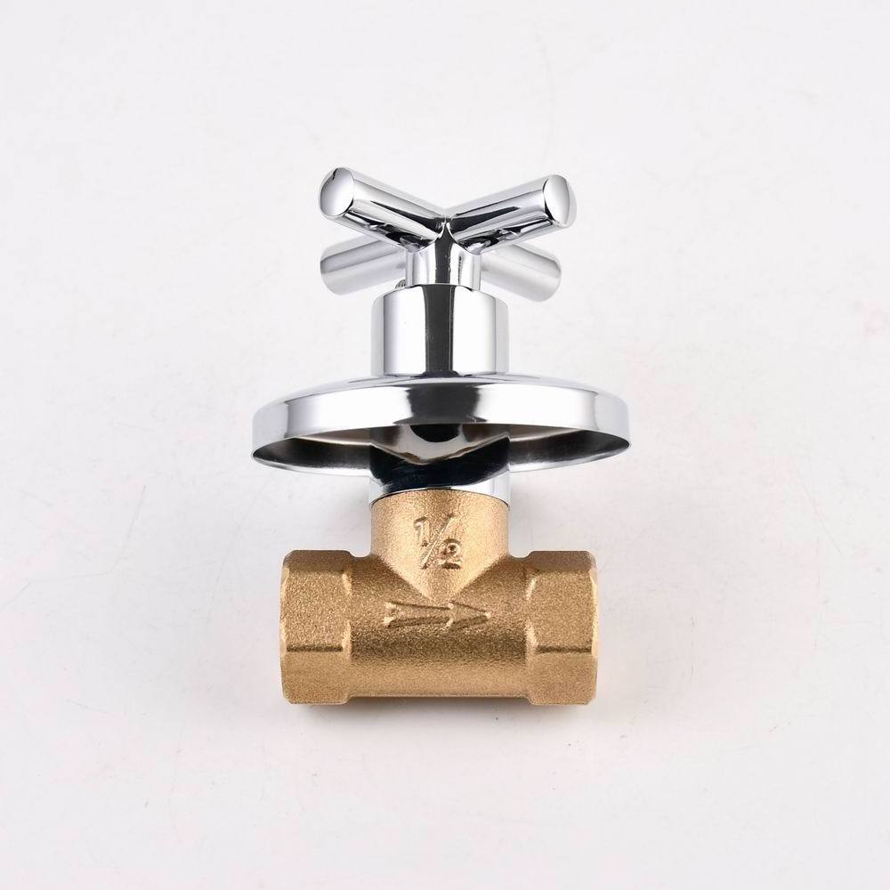 Hot Sale Cross Hand Wheel Standard Brass Concealed Stop Valve Size 1/2 Brass Body China Factory