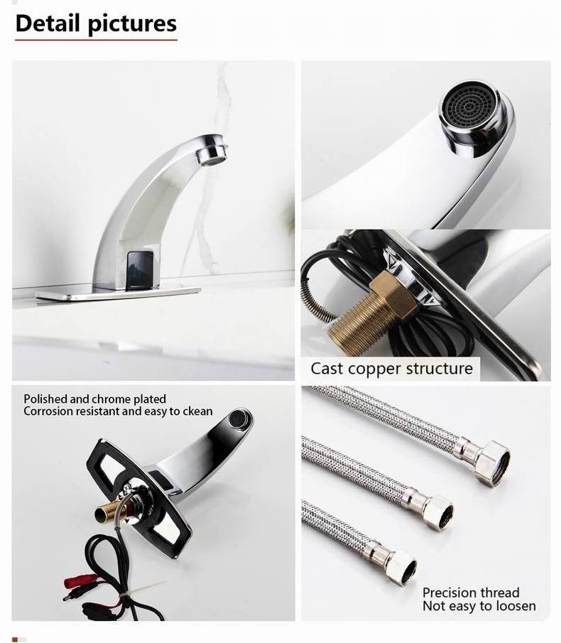 Bathroom Copper Brass Touchless Smart Basin Faucet Mixer Automatic Infrared Touch Sensor Sink Water Tap