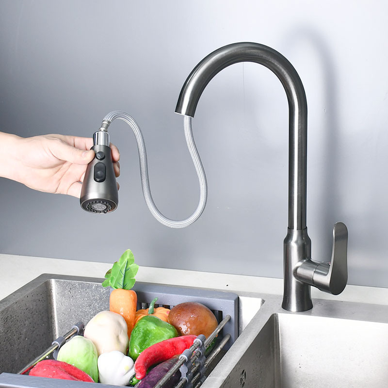 New Modern Style Pull Out Kitchen Faucet Zinc Alloy Pull Down Mixer Sink Faucet Sprayer Kitchen Taps