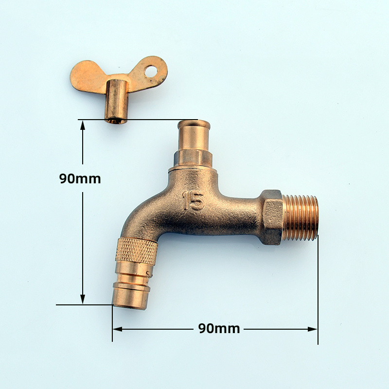 Copper Alloy Kitchen Bathroom Sink Faucet Single Handle Washing Water Tap With Lock Key Copper Outdoor Anti-theft Faucet