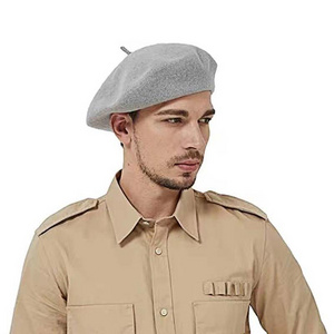 Wholesale Fashion Plain Brown Black Wool French Beret Hats For Men And Women