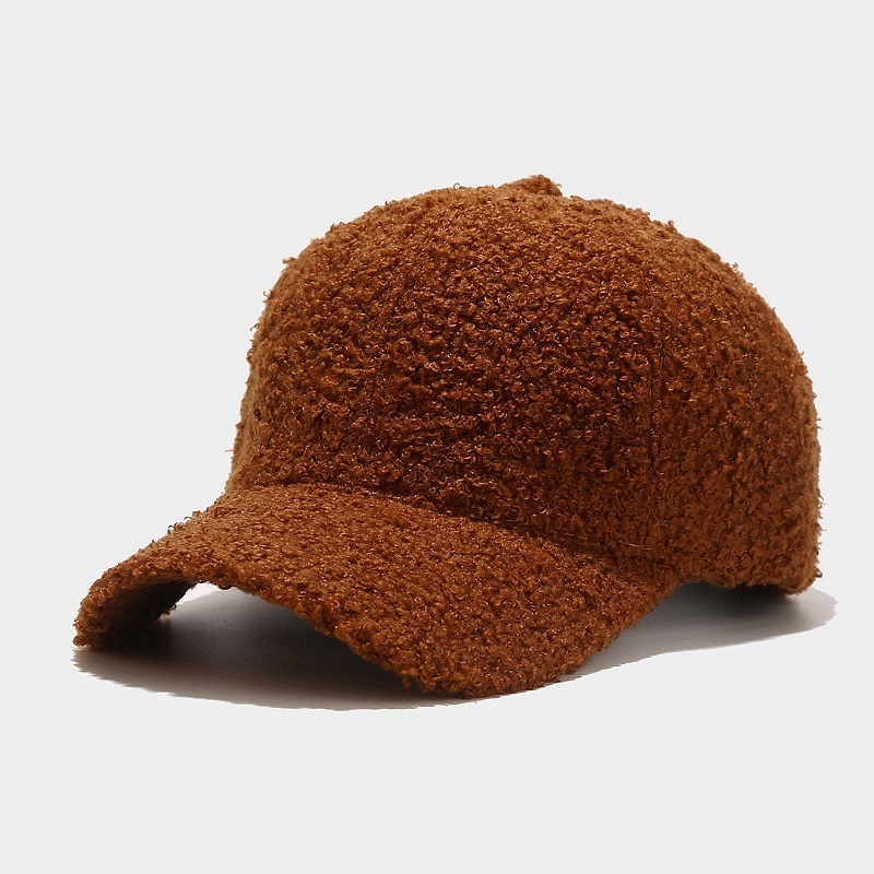 Fashion Warm Wholesale Winter Fluffy Lamb Wool Feeling Teddy Faux Fur Soft Blank Wool Baseball Cap