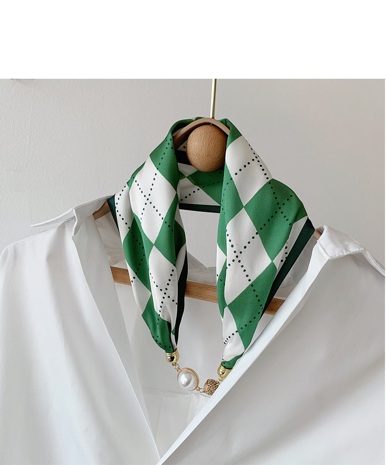 2023 New Style Summer Digital Printing Luxury Woman 100% Satin Silk Neck Scarf With Magnetic Buckle