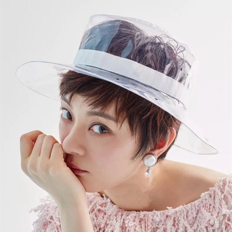 Large Brim Leopard Plastic Fisherman Hat Pvc Fashion Boonie Transparent Bucket Hat For Women Girl