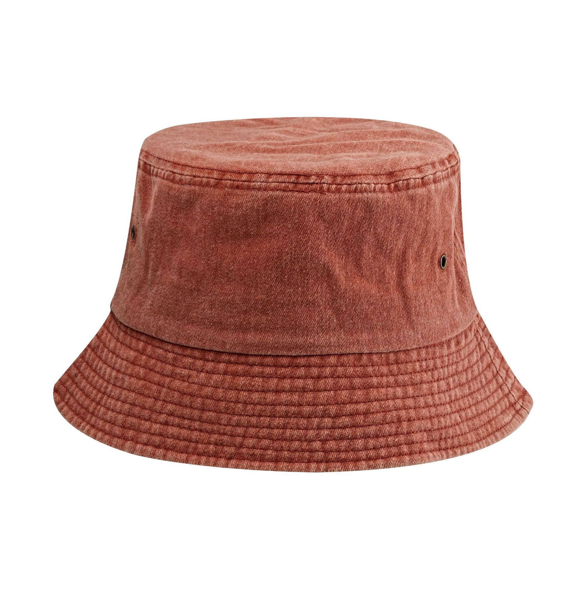 Solid Cowboy Vintage Retro Cotton Washed Denim Bucket Hat For Women Men