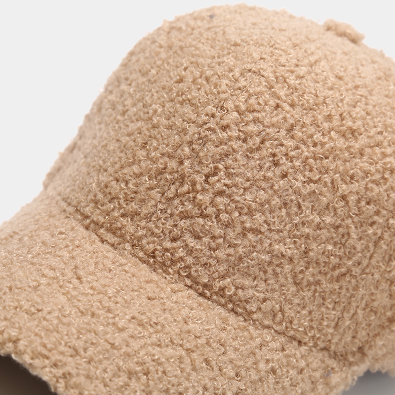 Fashion Warm Wholesale Winter Fluffy Lamb Wool Feeling Teddy Faux Fur Soft Blank Wool Baseball Cap