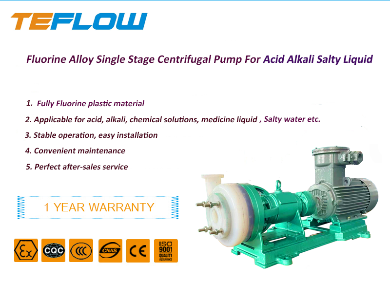 Fluoroplastic chemical pump for Calcium hydroxide Ca(OH)2 Sodium bicarbonate NaHCO3