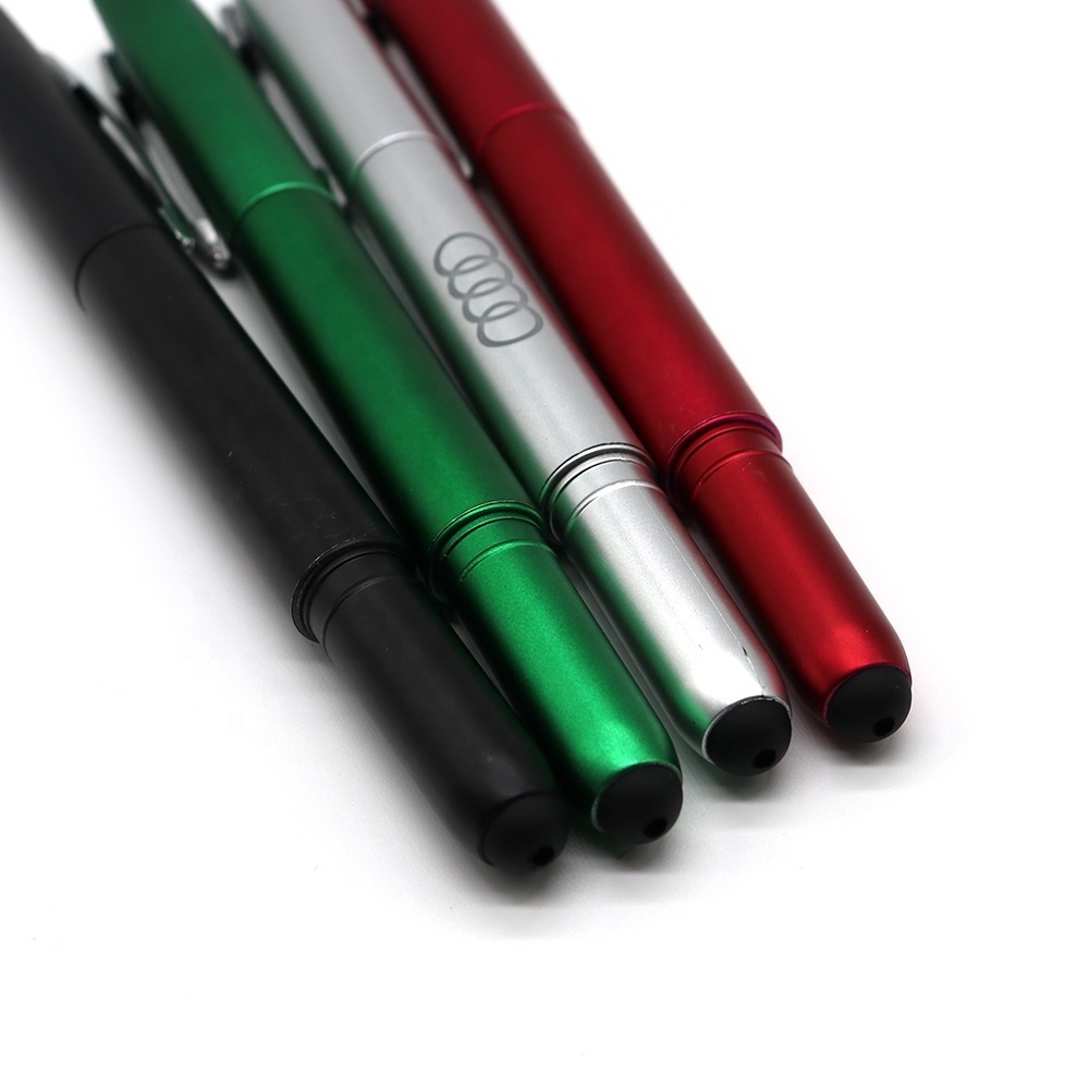 2024 promotional branded laser logo led light pen  window light pen plastic ball pen with touch screen  Customer's Logo