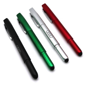 2024 promotional branded laser logo led light pen  window light pen plastic ball pen with touch screen  Customer's Logo