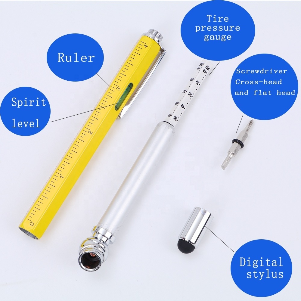 2024 creative tire pressure monitoring pen ruler level screwdriver stylus Multi-function engineering tool pen