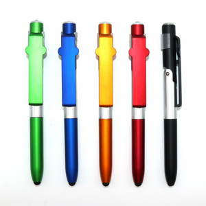 hot-selling 5 in 1 multifunction light pen touch stylus ballpoint pen with phone holder for customized gift ball pen