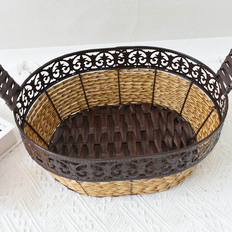 Wholesale handmade dark lace large handle gift baskets Flower baskets for holiday gifts