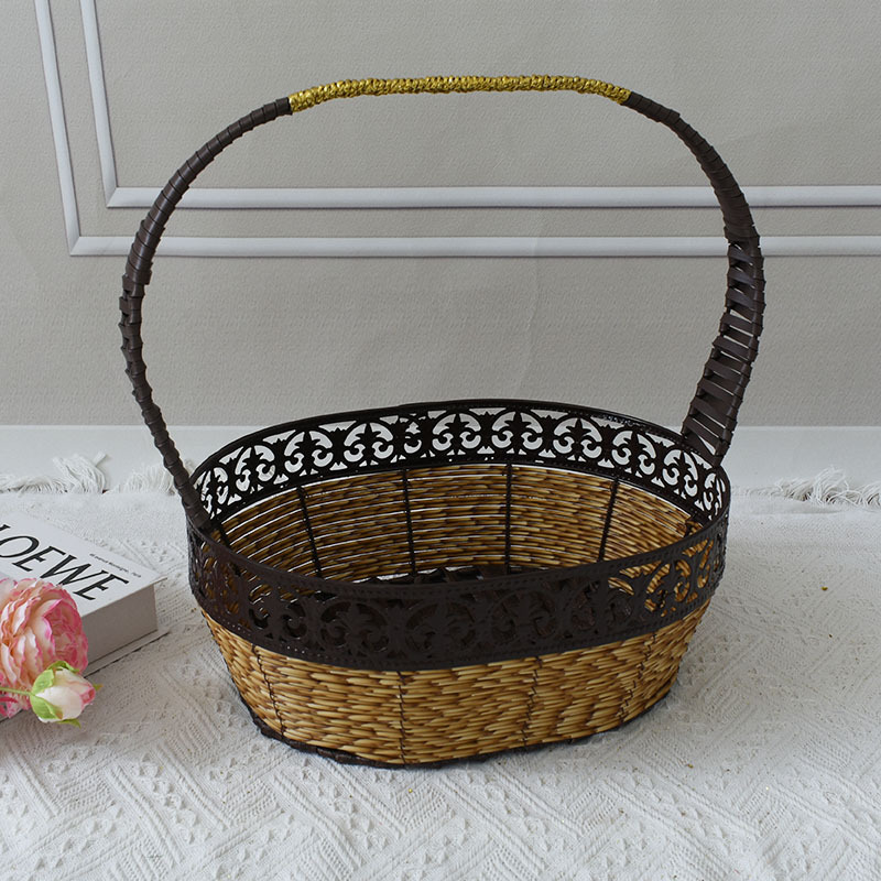 Wholesale handmade dark lace large handle gift baskets Flower baskets for holiday gifts