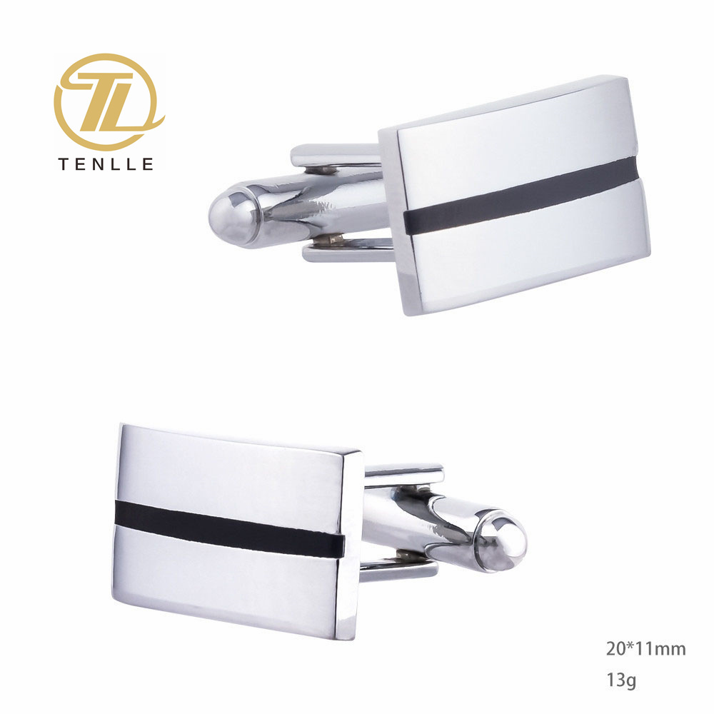 Ready to Ship copper material silver color plated simple well-brushed cuff links for men