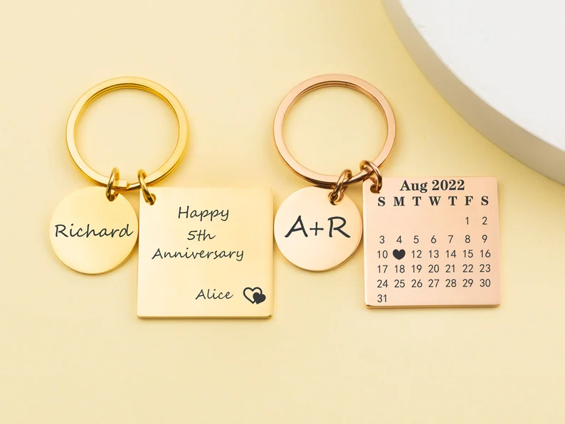 Mom Keychain Teacher Appreciation Gifts Personalised Calendar Keychain Custom Date Keyring Engraved Stainless Steel Keychain