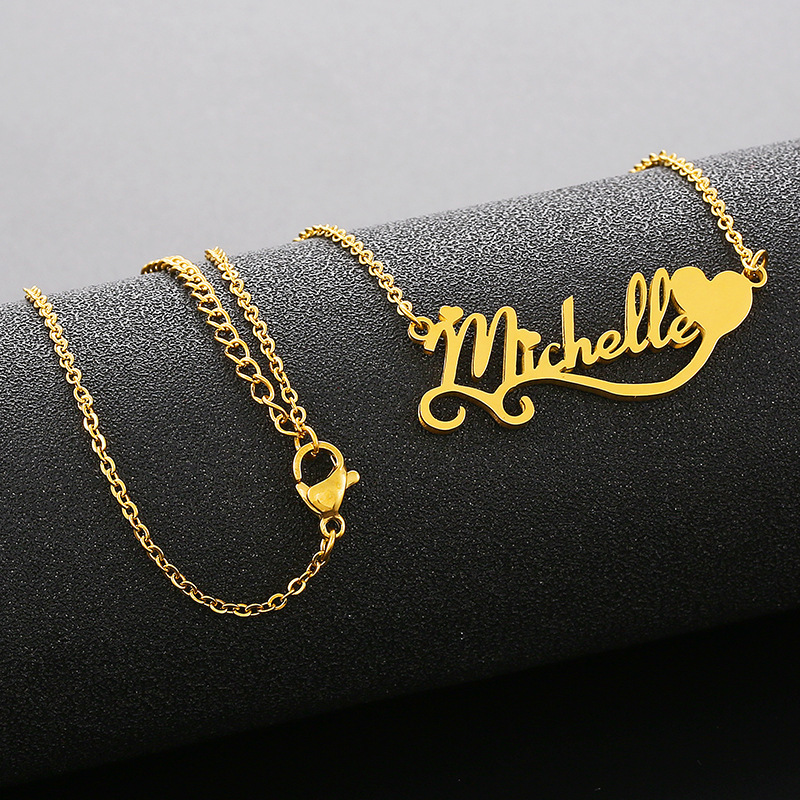 Wholesale 14K 18K 24K Gold Plated Custom Stainless Steel Arabic Initial Letter Pendant Name Chain Necklace Personalised