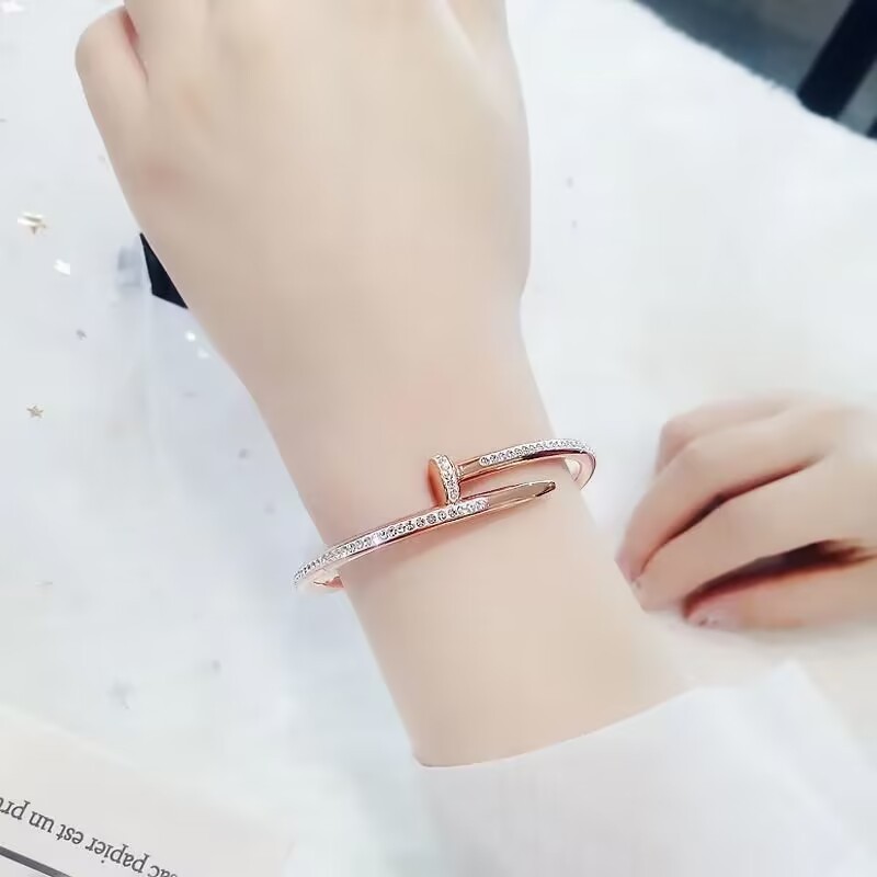 Fashion Opening Titanium Steel Bracelet Zircon Nail Bracelet Luxury Personality Bracelet