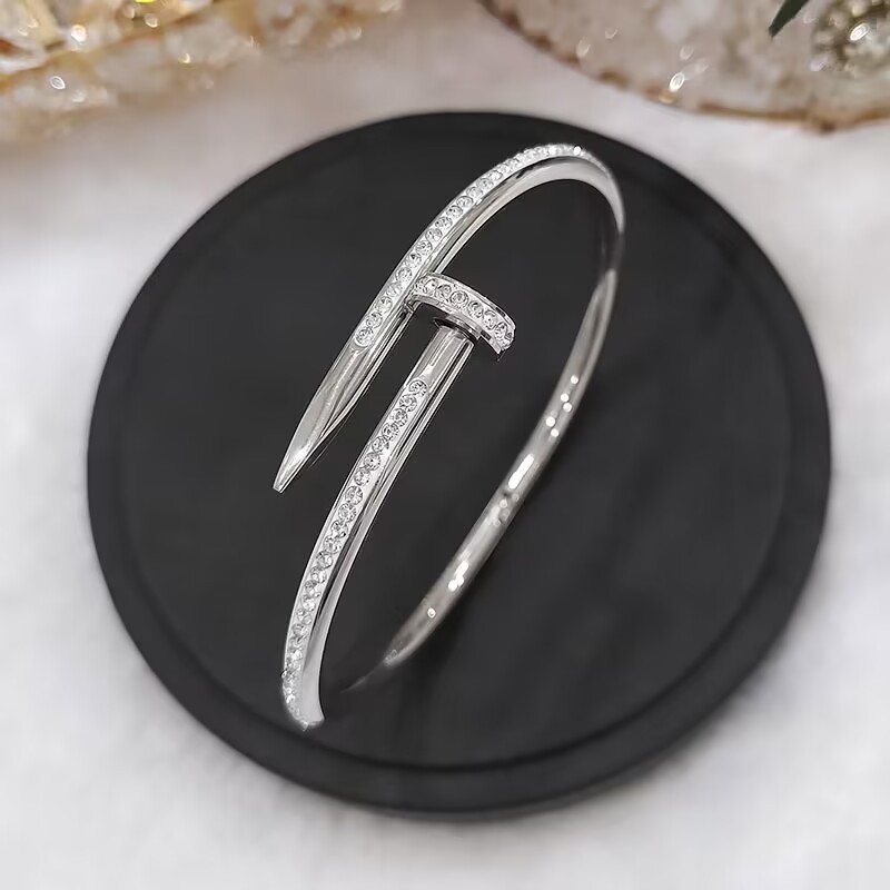 Fashion Opening Titanium Steel Bracelet Zircon Nail Bracelet Luxury Personality Bracelet