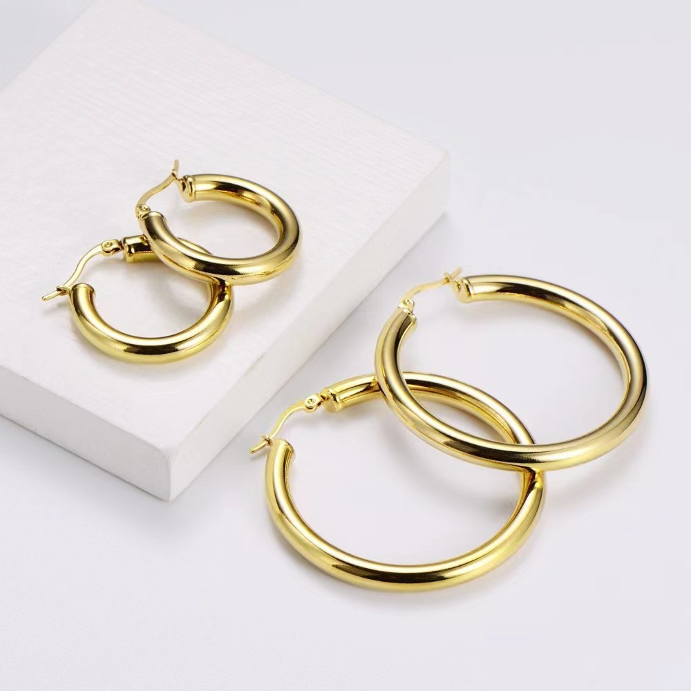 Large Oversized tube hoop earrings18K gold plated stainless steel statement hoop earrings for women minimalist jewelry