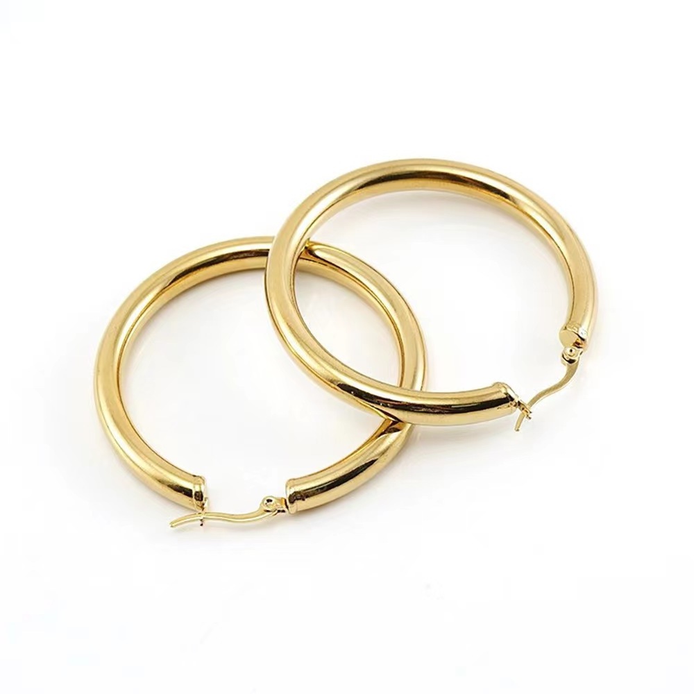 Large Oversized tube hoop earrings18K gold plated stainless steel statement hoop earrings for women minimalist jewelry