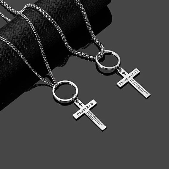 Wholesale Stainless Steel Keychain Cross Religious Keychains Polished Christian Gifts Keychains