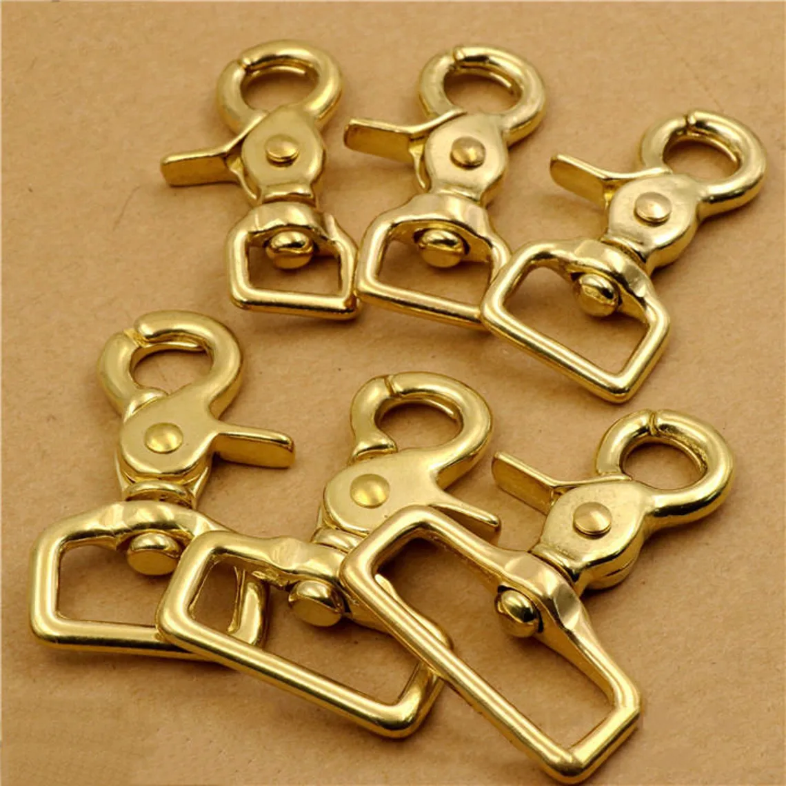 Solid Brass Scissor Snap Square Eye Swivel Trigger Snap Hook Lobster Clasp Bag Purse Strap Dog Leash Key