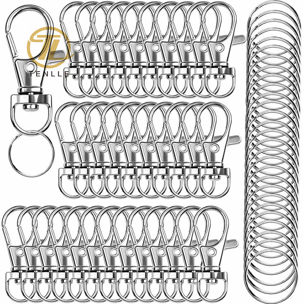 Premium Swivel Snap Hooks with Key Rings Metal Lanyard Keychain Hooks Lobster Clasps for Key Jewelry DIY Crafts