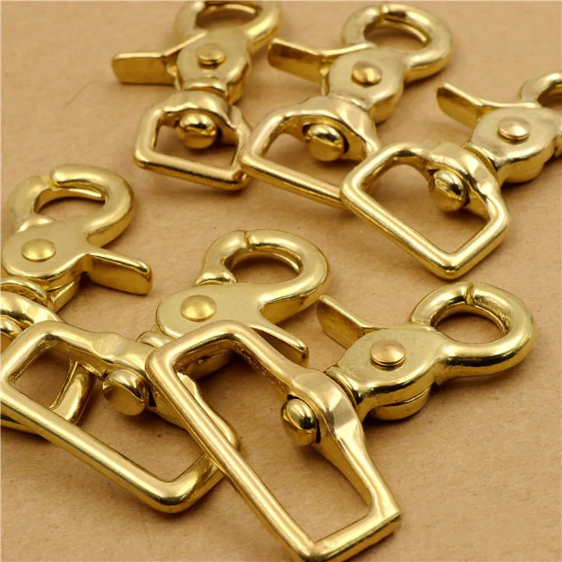 Solid Brass Scissor Snap Square Eye Swivel Trigger Snap Hook Lobster Clasp Bag Purse Strap Dog Leash Key