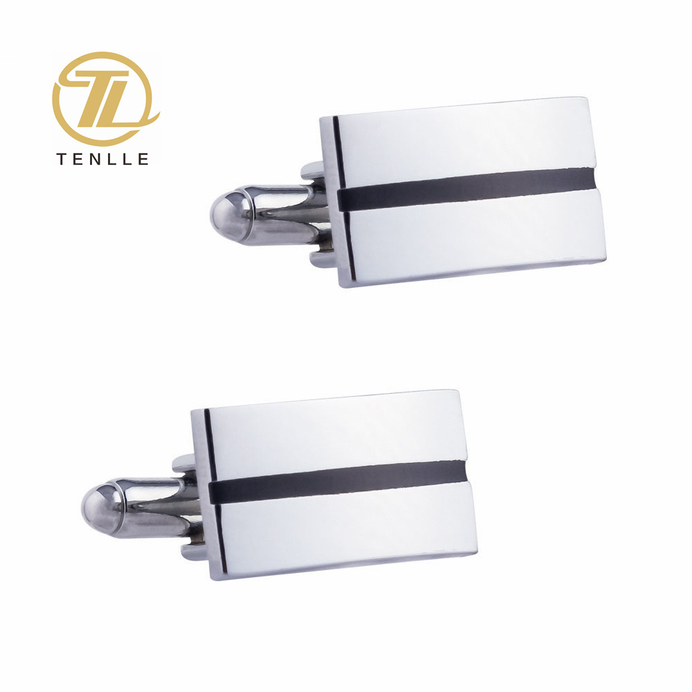 Ready to Ship copper material silver color plated simple well-brushed cuff links for men