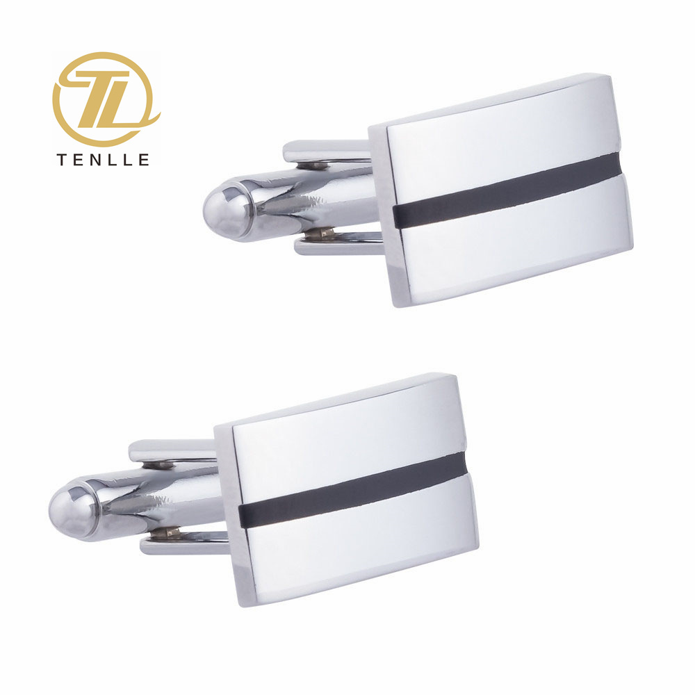 Ready to Ship copper material silver color plated simple well-brushed cuff links for men