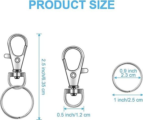 Premium Swivel Snap Hooks with Key Rings Metal Lanyard Keychain Hooks Lobster Clasps for Key Jewelry DIY Crafts