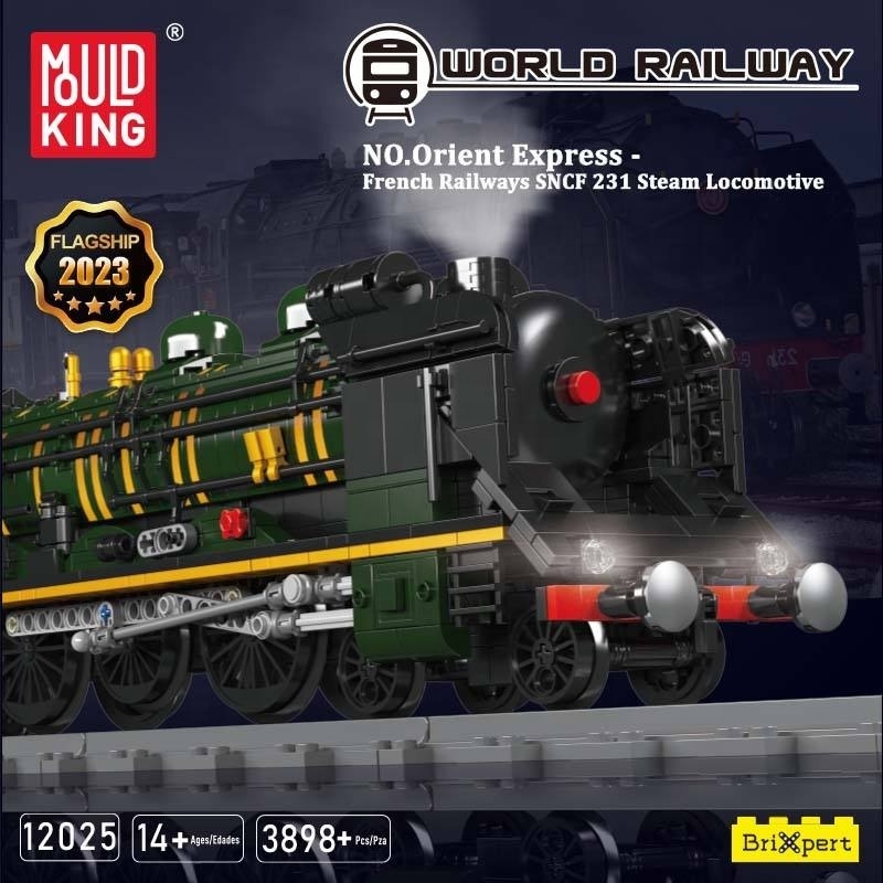 MOULD KING 12025 Train Building Kits Technical RC Electric Railway Track QJ Steam Locomotive Train Kids Bricks Toys Xmas Gifts