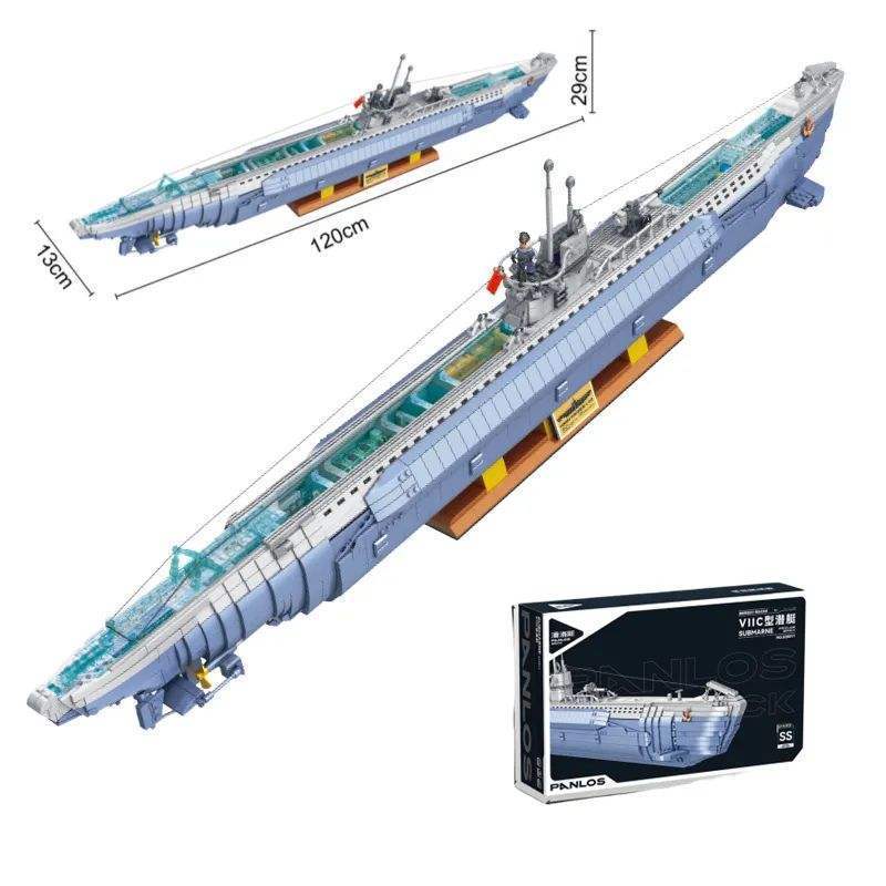 Panlos 628011 Military Large Warship Army Type VIIC Submarine Model Weapon Ship Toy MOC Building Blocks Bricks Toys Kit