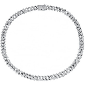 Trendy Hip Hop full diamond 8mm 10mm Cuban chain link 925 Sterling silver Cuban necklace