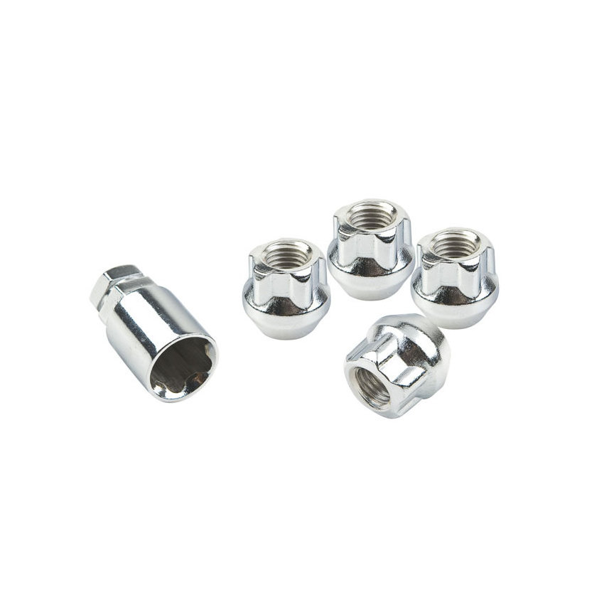 Wheelsky Factory Supply 4+2 Set M12 Steel Open-end Nut locks wheel lug nuts for Car wheel rims