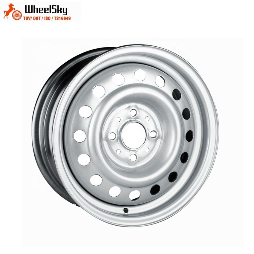 Wheelsky hot sale ET1455401-S 14 inch 14x5.5 PCD 4x100 650kg load capacity silver steel trailer wheel rim