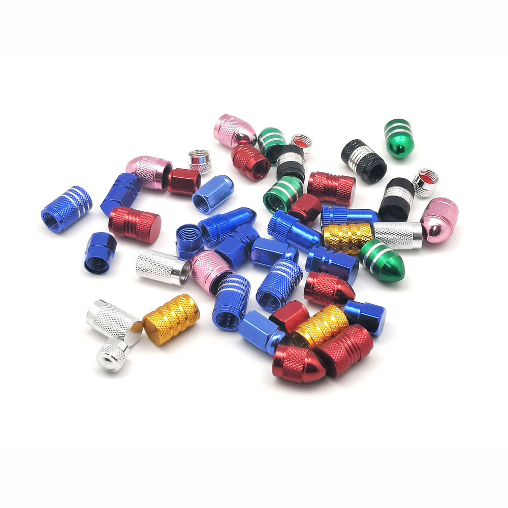 Wheelsky Custom Logo Colored Aluminum Alloy Caps Plastic Inner Thread Inserted Air Dust Stem Screw Car Tire Valve Caps