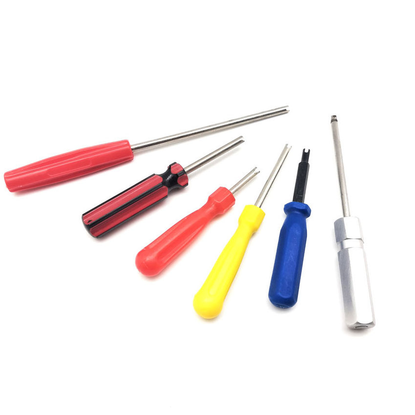 Wheelsky custom steel plastic clip on slotted screwdriver tire repair valve stem install remover valve core removal tool