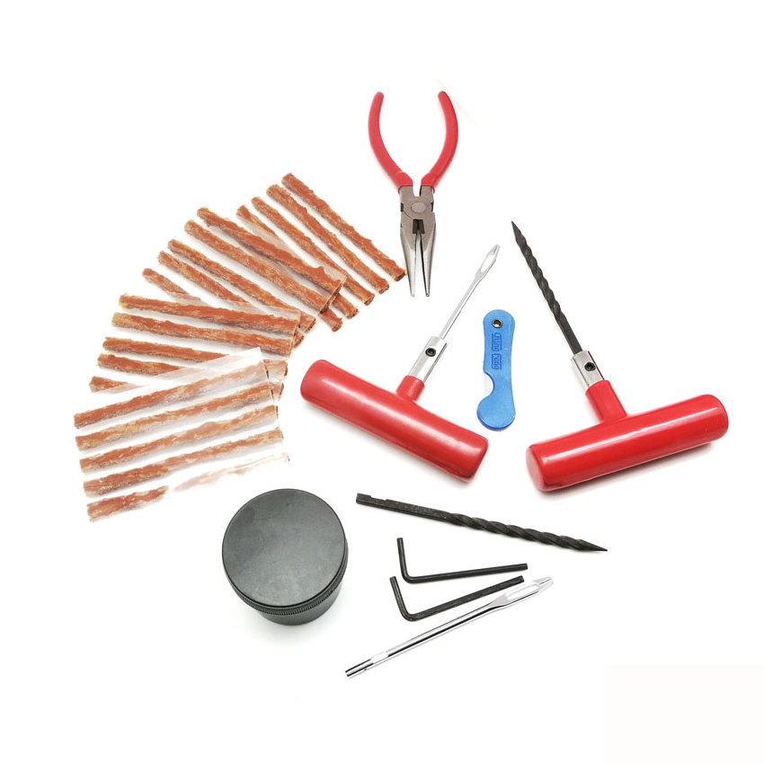 Wheelsky 25 pc well equipped motorcycle bicycle universal tubeless radial tool car tire repair kits