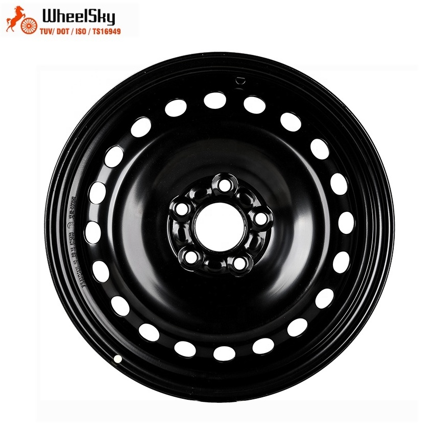 Wheelsky 675403 16 inch 16x6.5 PCD 5X108 Black Steel Wheel Rim For Passenger Car