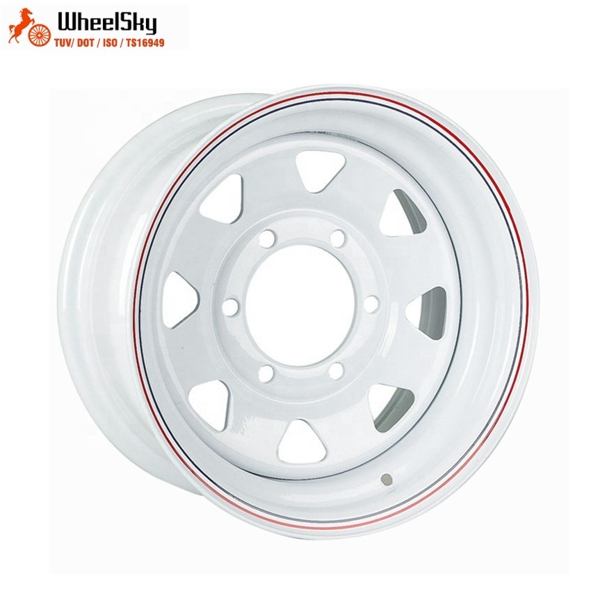 Wheelsky factory direct popular 15x8j 5x114.3 steel rims white modular off road 15 inches steel wheels