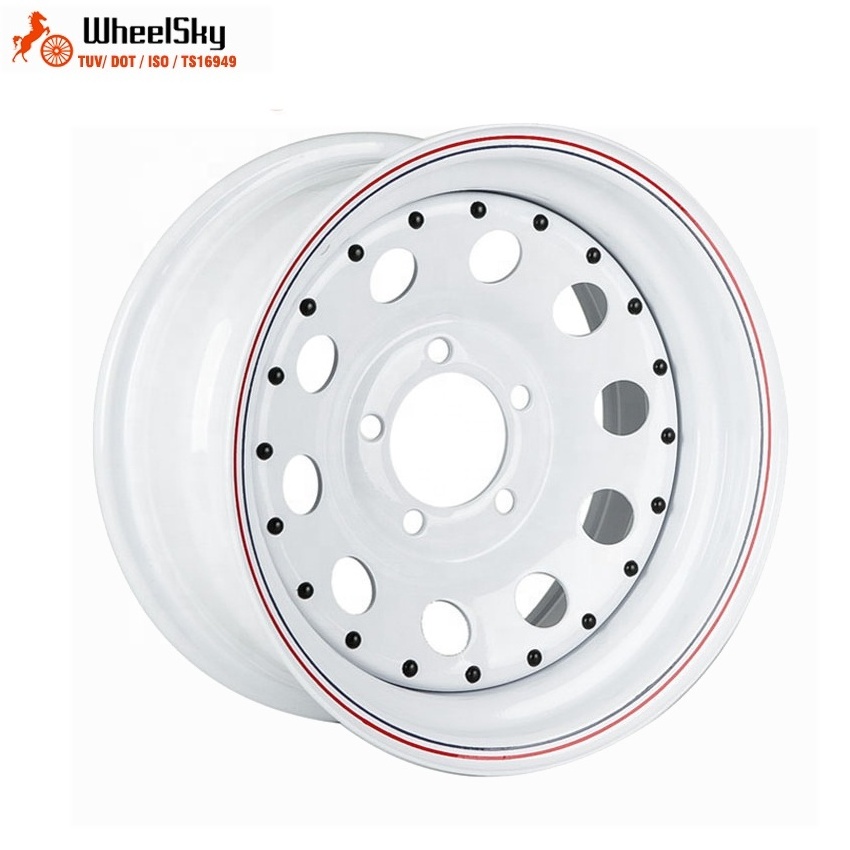 Wheelsky factory direct popular 15x8j 5x114.3 steel rims white modular off road 15 inches steel wheels